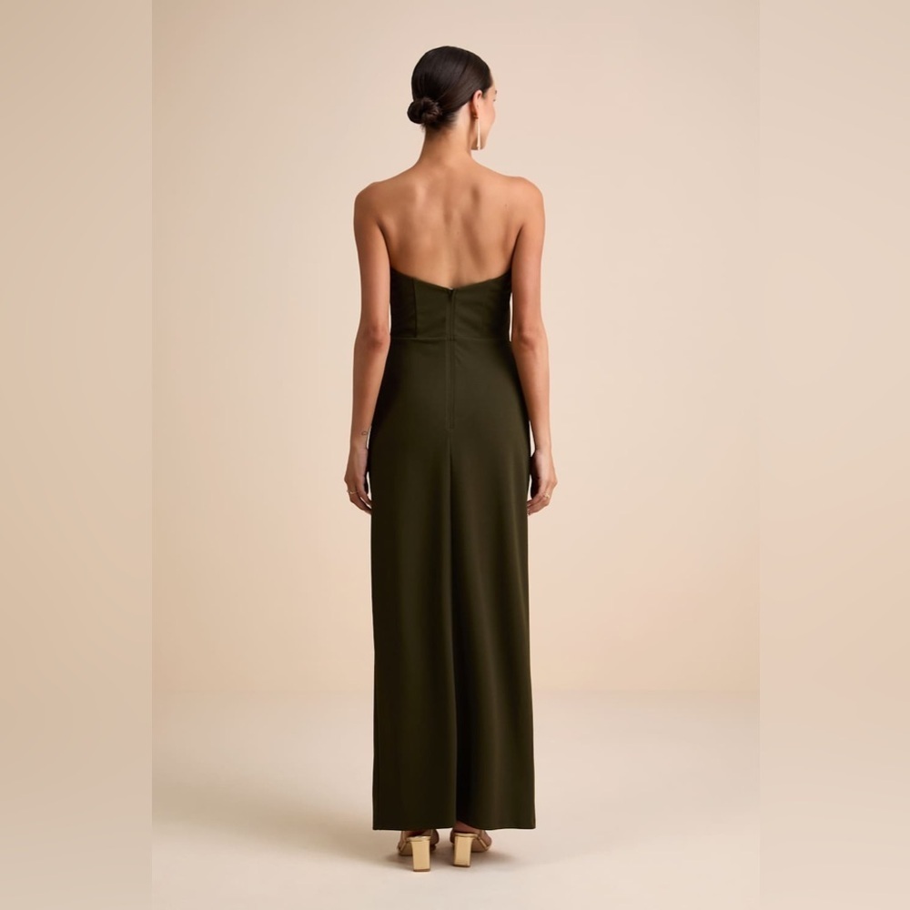 LULU'S Thula Dark Olive Cutout U-
Bar Column Maxi Dress - Picture 4 of 6